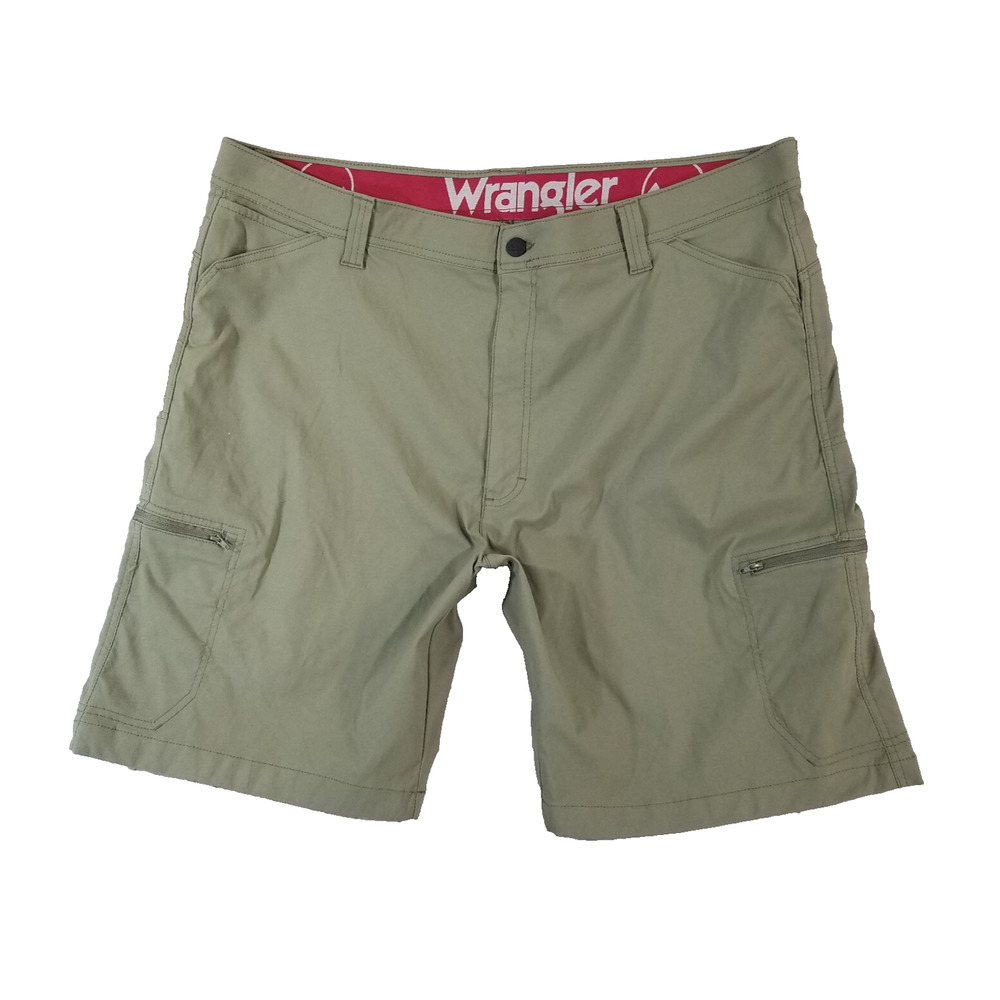 Wrangler outdoor cargo hiking shorts men's 42 x 10 khaki green nylon stretch out